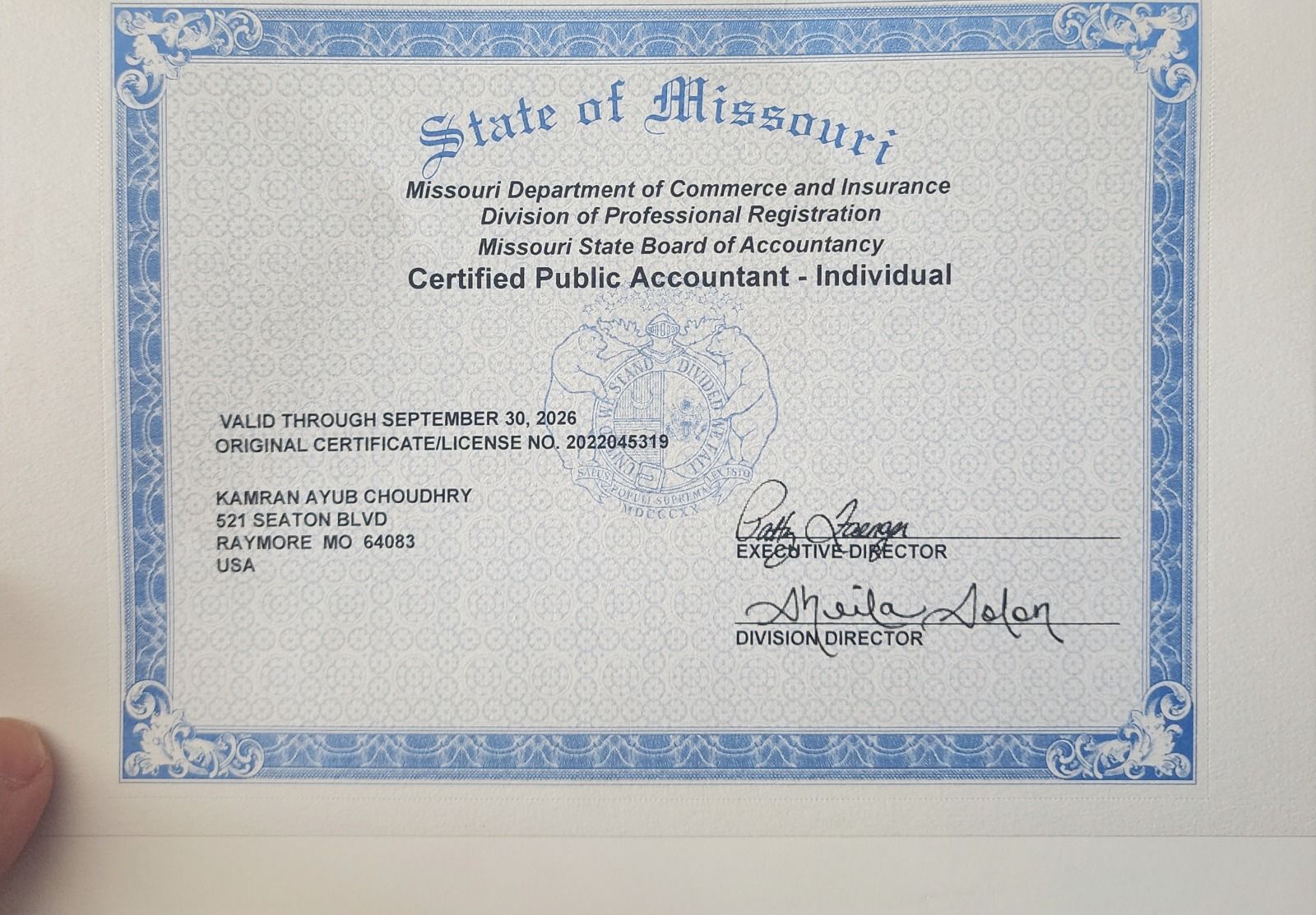 CPA Certificate